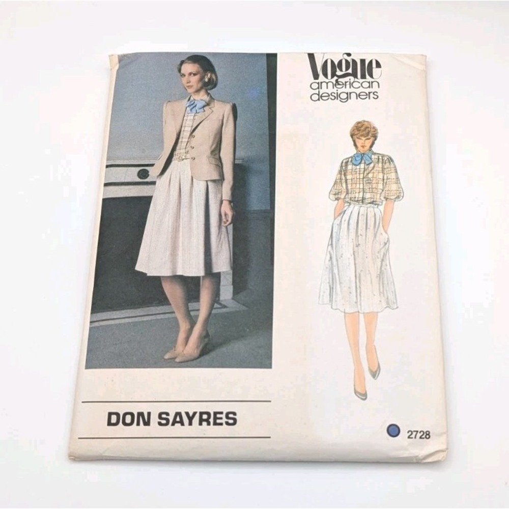 Vintage Vogue Don Sayres Sewing Pattern Jacket Blouse Skirt 2728 Size 12 Uncut